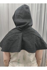 Cloakmakers.com H463 - Grey Cashmere Hooded Cowl w/ Dragon Embroidery
