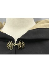 Cloakmakers.com 5327- Short Black Cloak w/Octopus Embroidery, Pockets, Sand Brown Hood Lining,