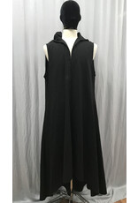 Cloakmakers.com J850 - Black Hooded Sleeveless Long Vest w/High/Low Hem, Back Slit & Pockets.
