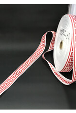 Cloakmakers.com Greek Key Trim, Red/White, Woven - Narrow