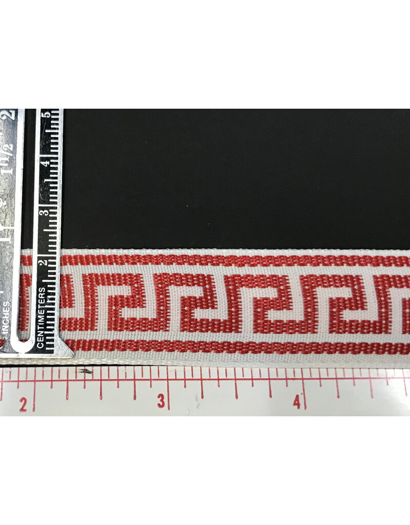 Cloakmakers.com Greek Key Trim, Red/White, Woven - Narrow
