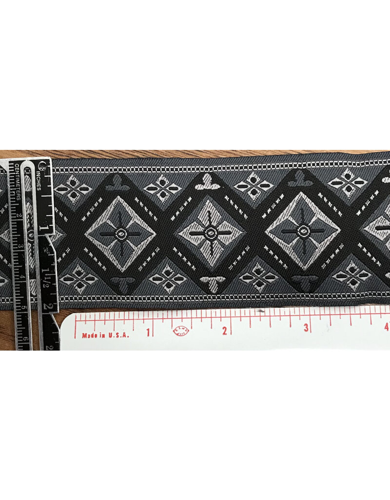 Cloakmakers.com Bullseye Flower Cross in White & Grey on Black Trim