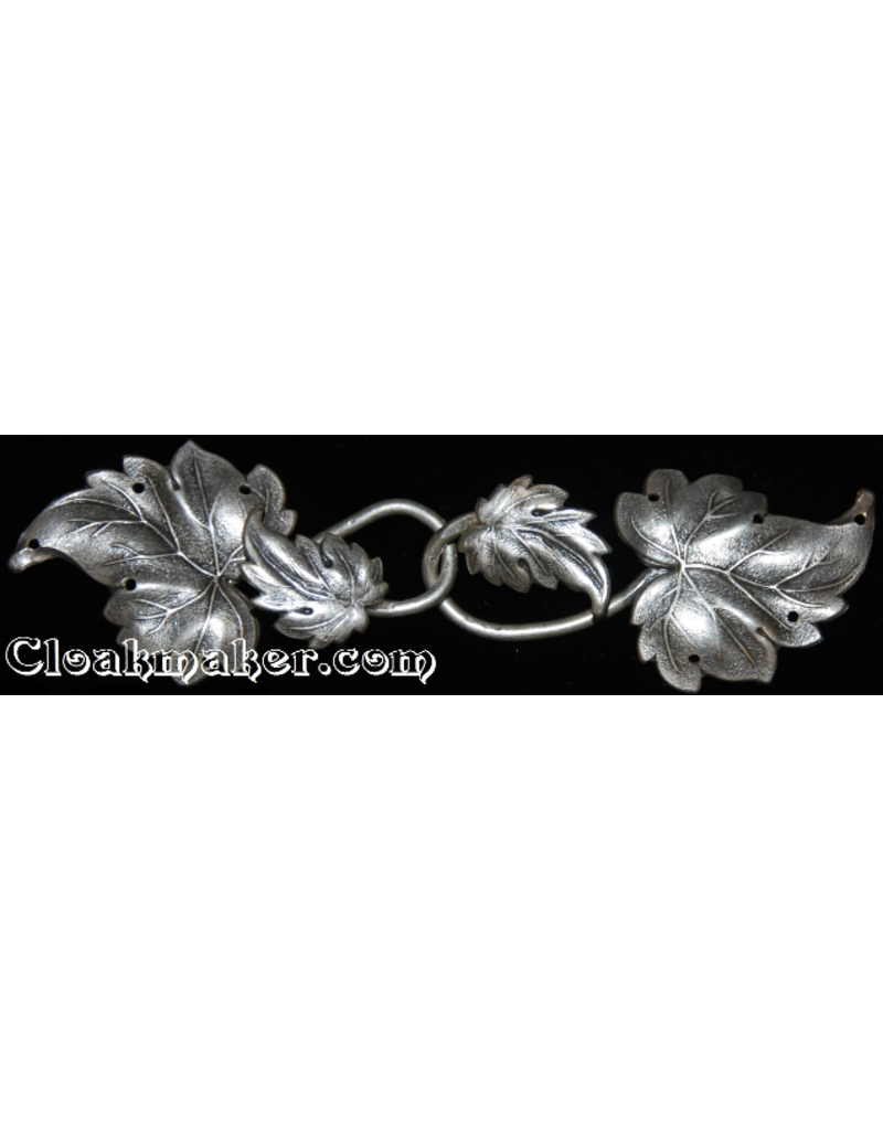 Cloakmakers.com Ivy, Heart Leaves with J-Hook Cloak Clasp - Antique Silver Tone Plated