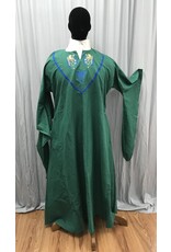 Cloakmakers.com G1182 - Green Gown w/ Drop Sleeves, Lions and Celtic Triquetra Embroidery