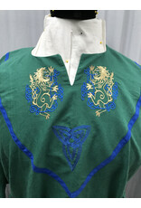 Cloakmakers.com G1182 - Green Gown w/ Drop Sleeves, Lions and Celtic Triquetra Embroidery