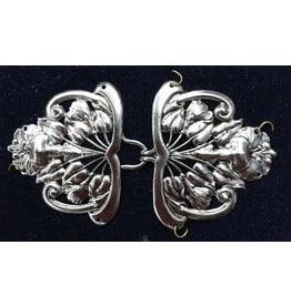Cloakmakers.com Trumpet Flower Cloak Clasp - Silver Tone Plated