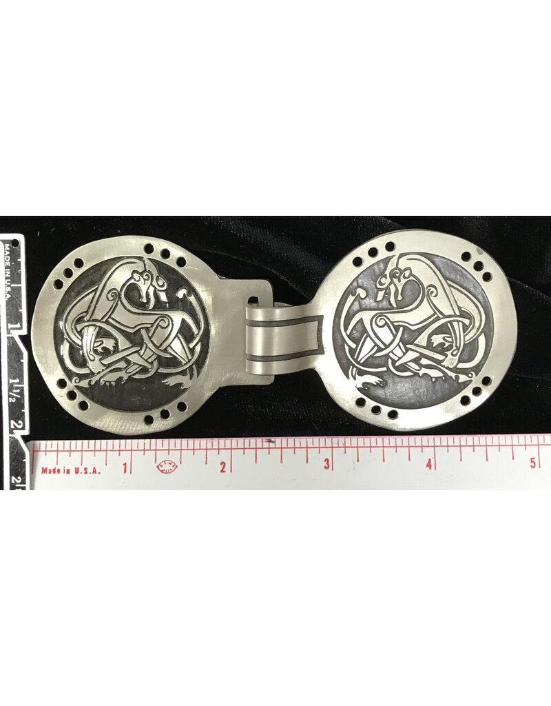 Cloakmakers.com Celtic Panther Cloak Clasp Nickle Silver Medium