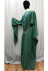 Cloakmakers.com G1182 - Green Gown w/ Drop Sleeves, Lions and Celtic Triquetra Embroidery