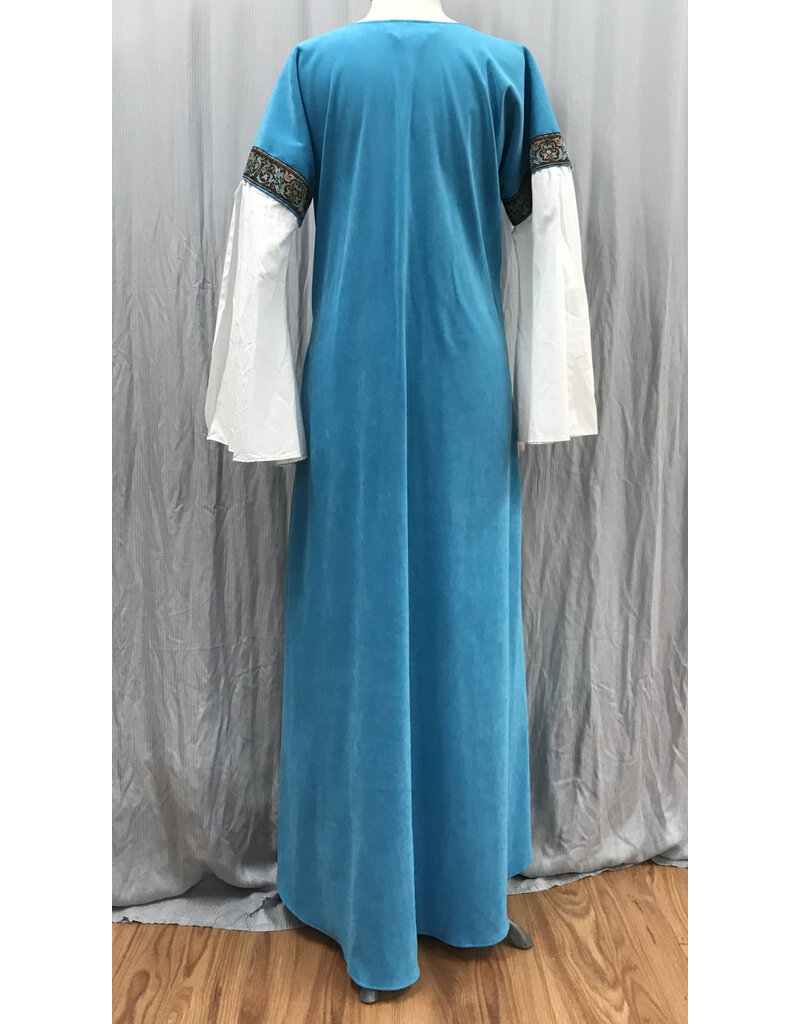 Cloakmakers.com G1156 - Washable Turquoise  Gown w/White Sleeves, Pockets