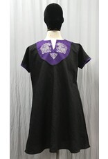 Cloakmakers.com J854 - Black Linen Short-Sleeve Tunic w/ Horse Embroidery on Purple