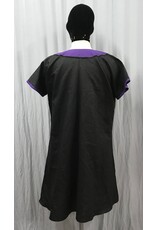 Cloakmakers.com J854 - Black Linen Short-Sleeve Tunic w/ Horse Embroidery on Purple