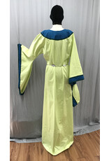 Cloakmakers.com G1184 - Light Green Gown w/Green Dragons Embroidered on a Teal Collar, Teal Sleeve Edges.