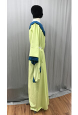 Cloakmakers.com G1184 - Light Green Gown w/Green Dragons Embroidered on a Teal Collar, Teal Sleeve Edges.