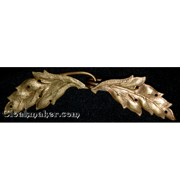 Cloakmakers.com Leaf Double Curved Cloak Clasp - Jewelers Bronze