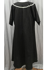 Cloakmakers.com J860 - Black Short Sleeve Linen Tunic w/ Rampant Stag & Celtic Knot Embroidered Collar
