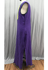 Cloakmakers.com G1192 -Sleeveless Violet Purple Tunic w/Side Slits, Hummingbird and Tree Embroidery on Green Collar