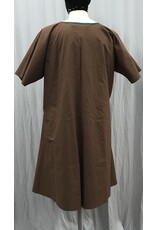 Cloakmakers.com J861 - Brown Cotton Short Sleeve Tunic w/ Green Embroidery on Tan Bib