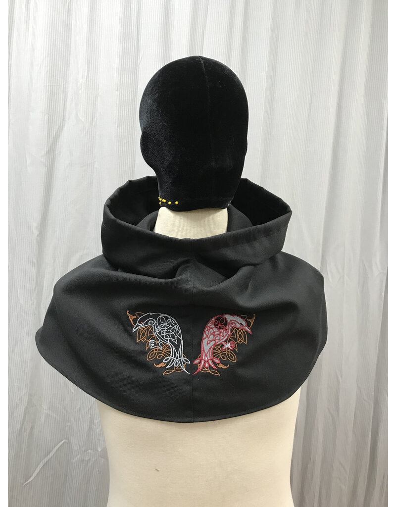 Cloakmakers.com H468 - Black Wool Blend Hooded Cowl