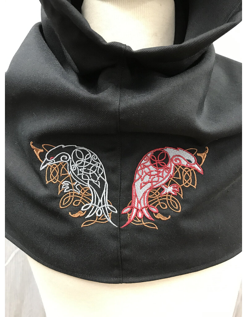 Cloakmakers.com H468 - Black Wool Blend Hooded Cowl