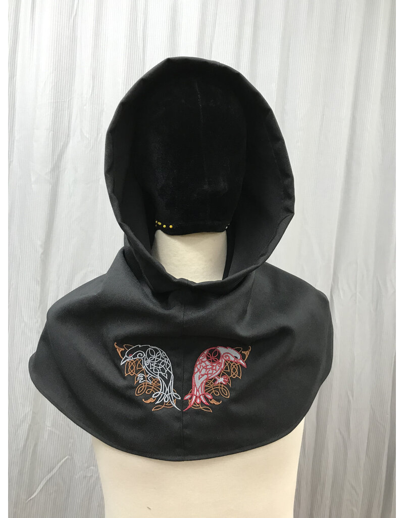 Cloakmakers.com H468 - Black Wool Blend Hooded Cowl