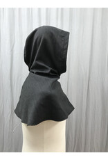 Cloakmakers.com H479  - Hooded Cowl, Charcoal Grey Wool Blend, Pinecone Embroidery