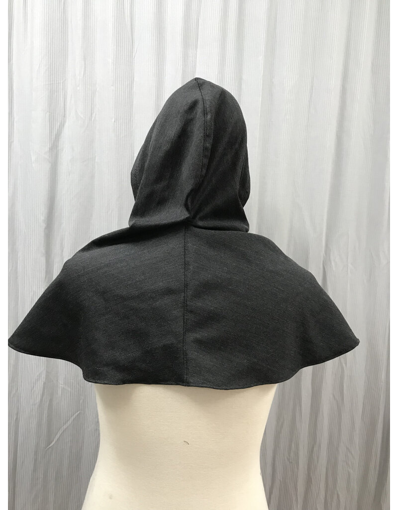 Cloakmakers.com H479  - Hooded Cowl, Charcoal Grey Wool Blend, Pinecone Embroidery