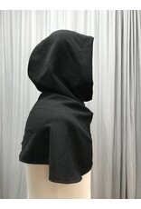 Cloakmakers.com H470- Washable Black Wool Hooded Cowl w/Hops Embroidery