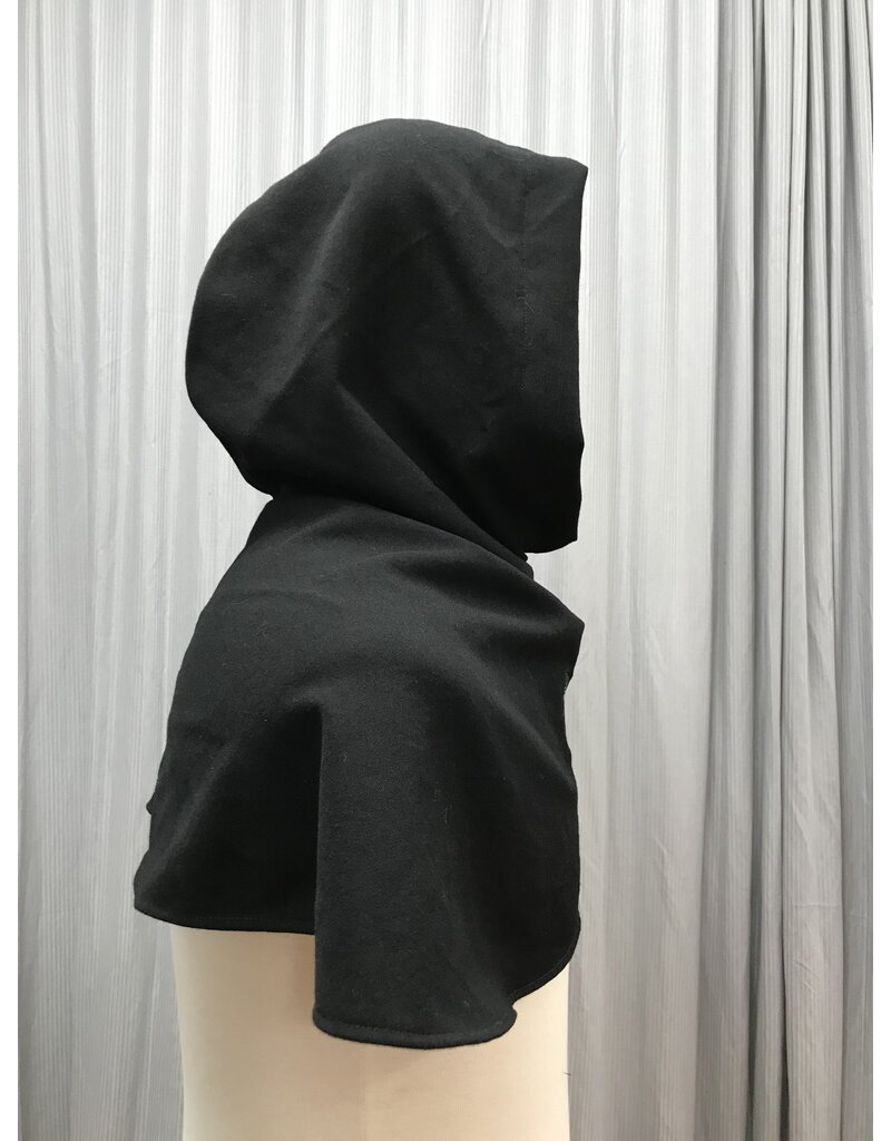 Cloakmakers.com H470- Washable Black Wool Hooded Cowl w/Hops Embroidery