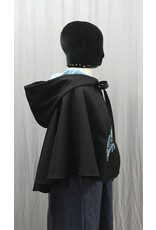 Cloakmakers.com 5381 - Washable Rain Resistant Short Black  Wool Blend Cloak w/ Pegasi & Pockets
