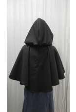 Cloakmakers.com 5381 - Washable Rain Resistant Short Black  Wool Blend Cloak w/ Pegasi & Pockets