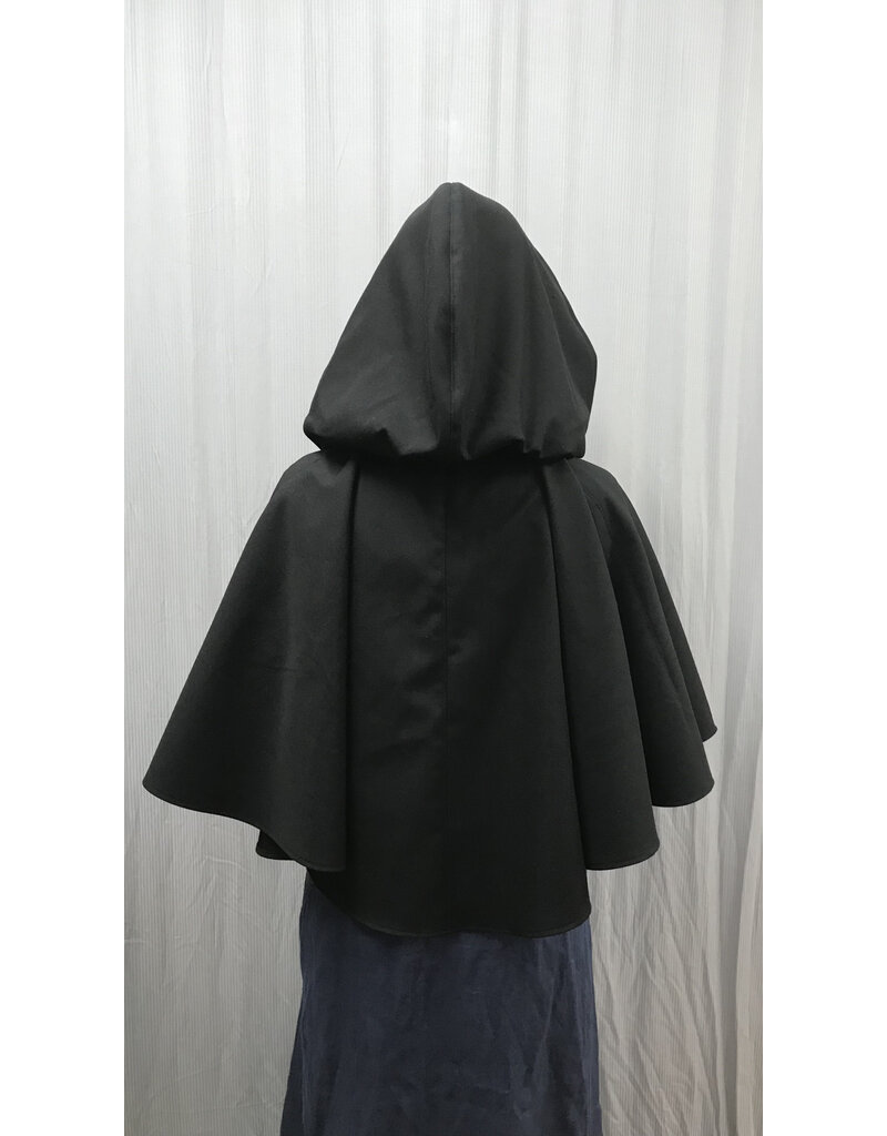 Cloakmakers.com 5381 - Washable Rain Resistant Short Black  Wool Blend Cloak w/ Pegasi & Pockets