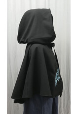 Cloakmakers.com 5381 - Washable Rain Resistant Short Black  Wool Blend Cloak w/ Pegasi & Pockets