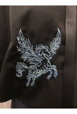 Cloakmakers.com 5381 - Washable Rain Resistant Short Black  Wool Blend Cloak w/ Pegasi & Pockets