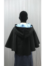 Cloakmakers.com 5381 - Washable Rain Resistant Short Black  Wool Blend Cloak w/ Pegasi & Pockets
