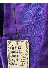 Cloakmakers.com G1188 - Washable Navy Blue Linen Gown w/ Triple Cat Embroidery