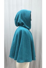 Cloakmakers.com 5382 - Washable Turquoise Short Fleece Cloak w/ Cat Embroidery, Vale-style Clasp