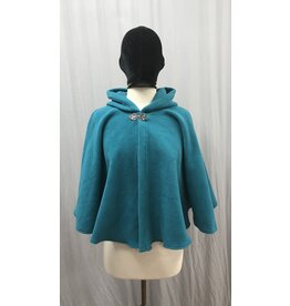 Cloakmakers.com 5382 - Washable Turquoise Short Fleece Cloak, Vale-style Clasp