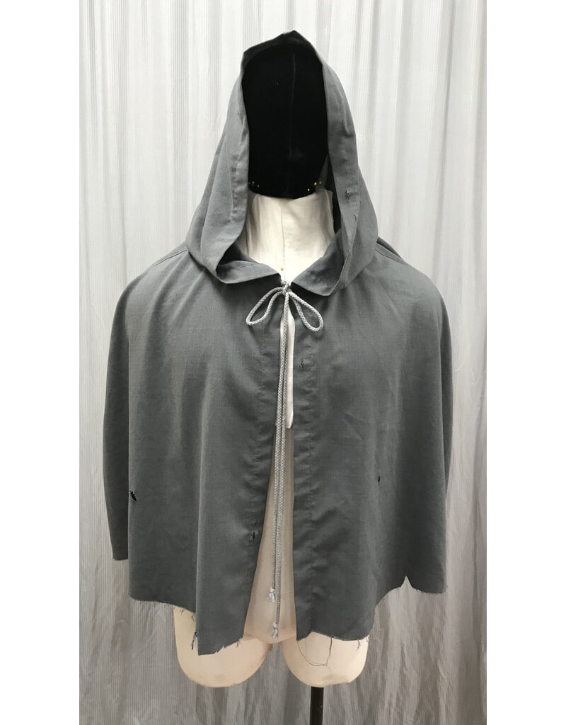 Cloakmakers.com 5417-Distressed Short Grey Cloak w/ Ties, Washable Wool Suiting