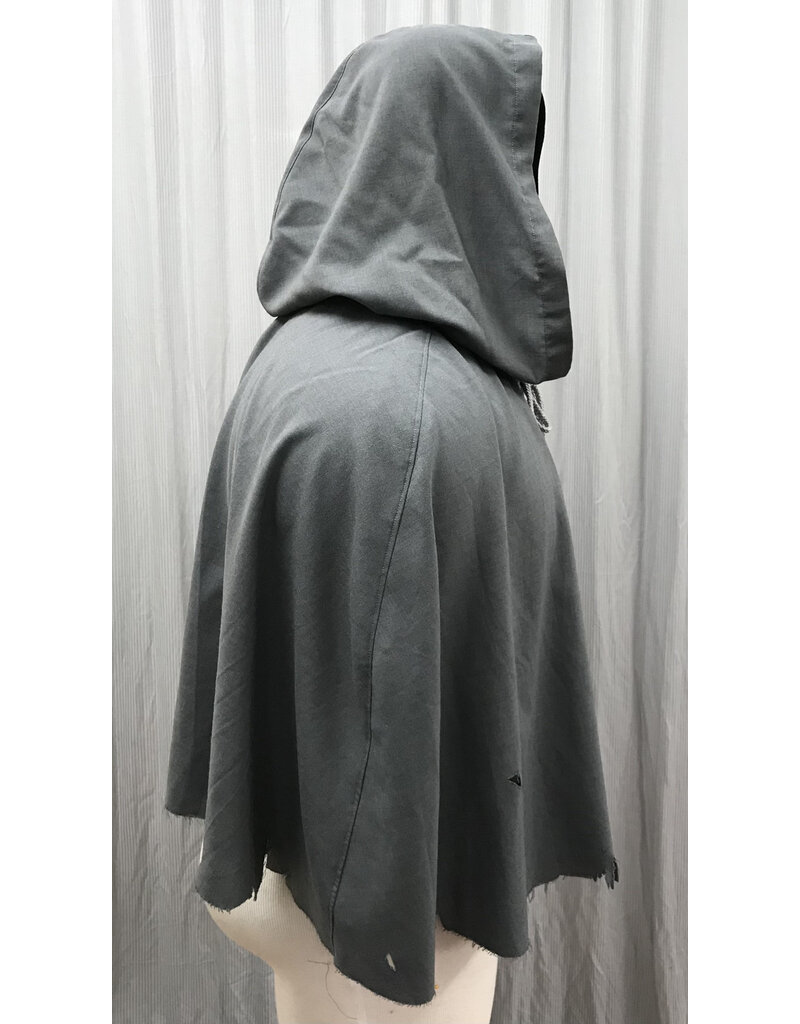 Cloakmakers.com 5417-Distressed Short Grey Cloak w/ Ties, Washable Wool Suiting