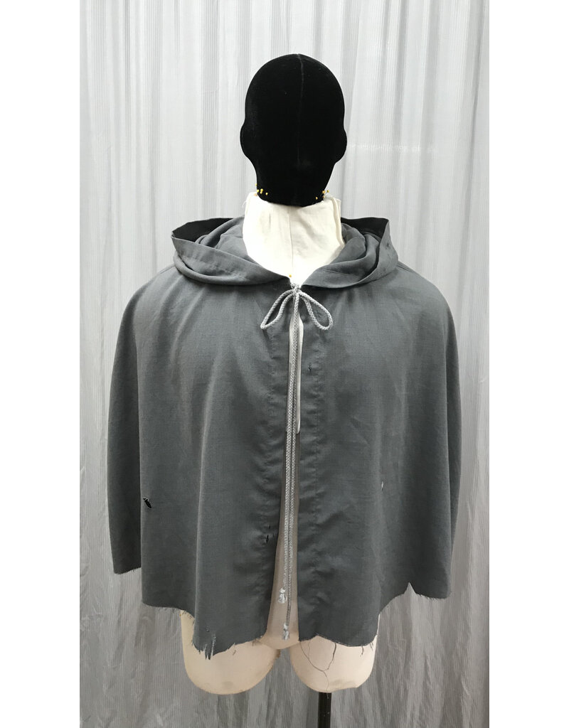 Cloakmakers.com 5417-Distressed Short Grey Cloak w/ Ties, Washable Wool Suiting