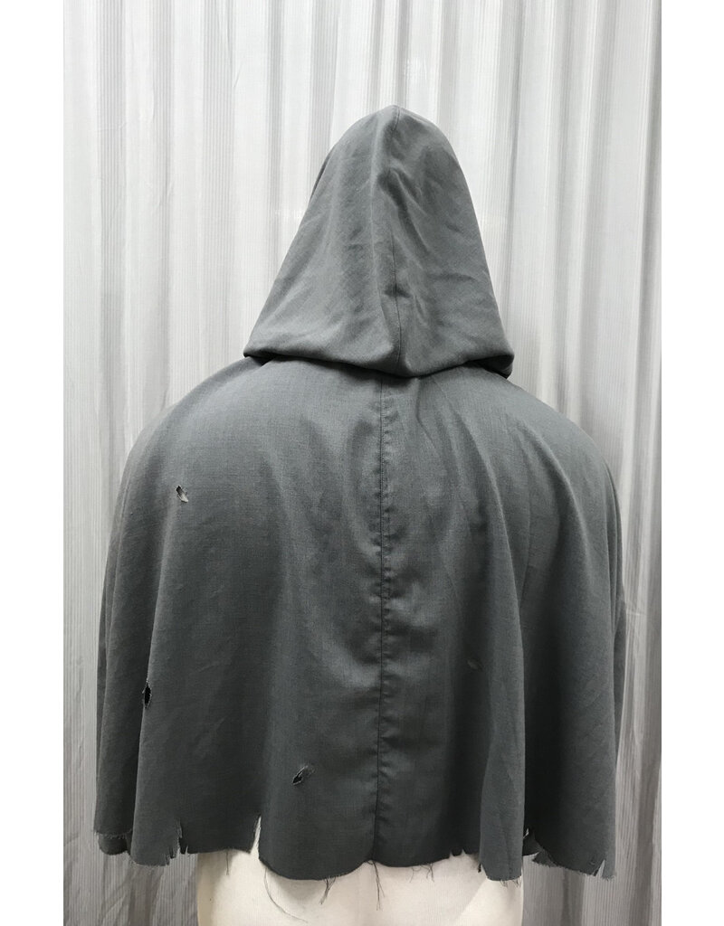 Cloakmakers.com 5417-Distressed Short Grey Cloak w/ Ties, Washable Wool Suiting