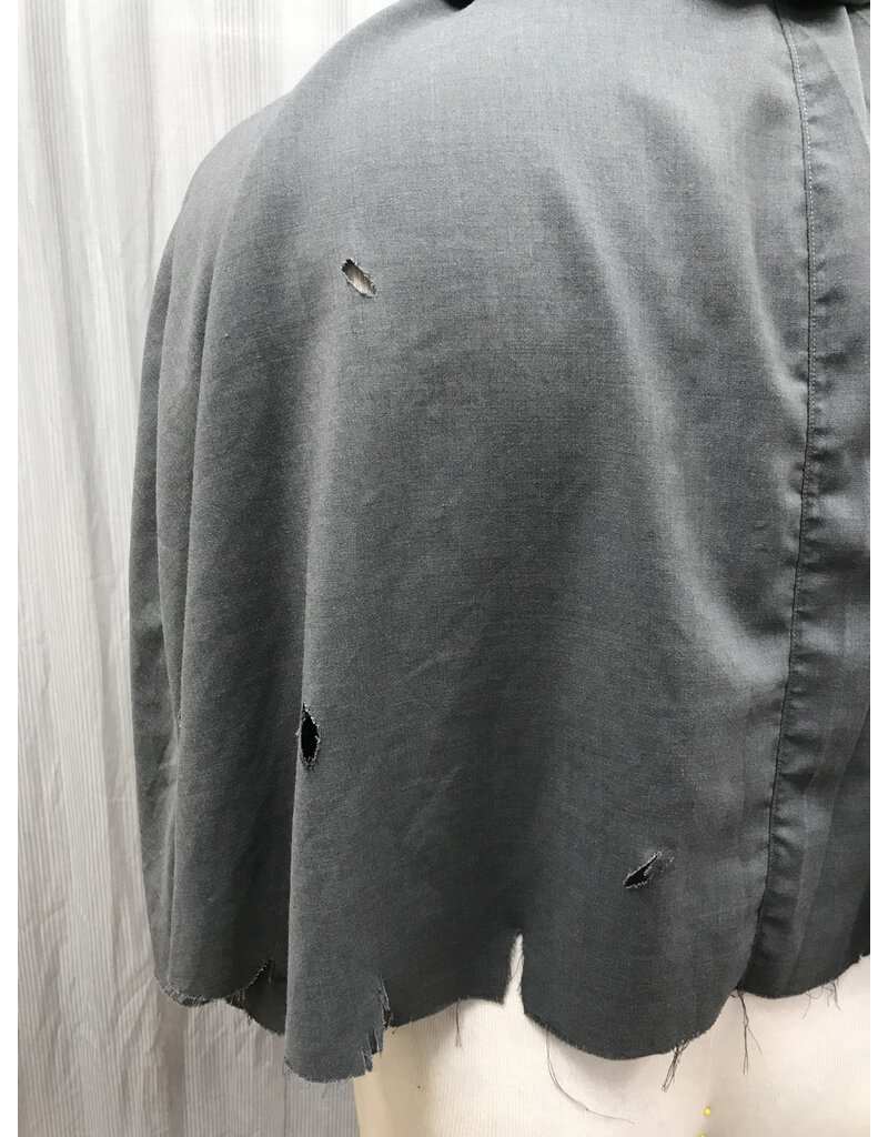 Cloakmakers.com 5417-Distressed Short Grey Cloak w/ Ties, Washable Wool Suiting