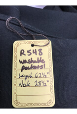 Cloakmakers.com R548 - Washable Black Cotton Robe w/ Pockets & Black, Gold & Silver Trim