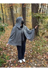 Cloakmakers.com 5417-Distressed Short Grey Cloak w/ Ties, Washable Wool Suiting