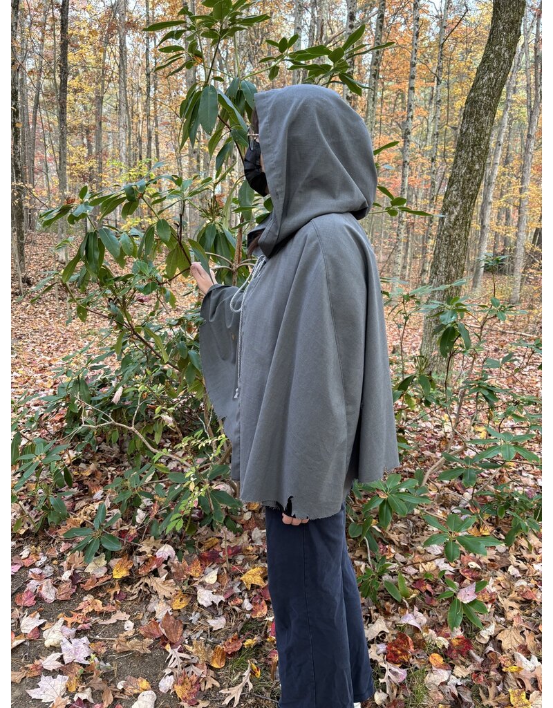 Cloakmakers.com 5417-Distressed Short Grey Cloak w/ Ties, Washable Wool Suiting