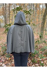 Cloakmakers.com 5417-Distressed Short Grey Cloak w/ Ties, Washable Wool Suiting