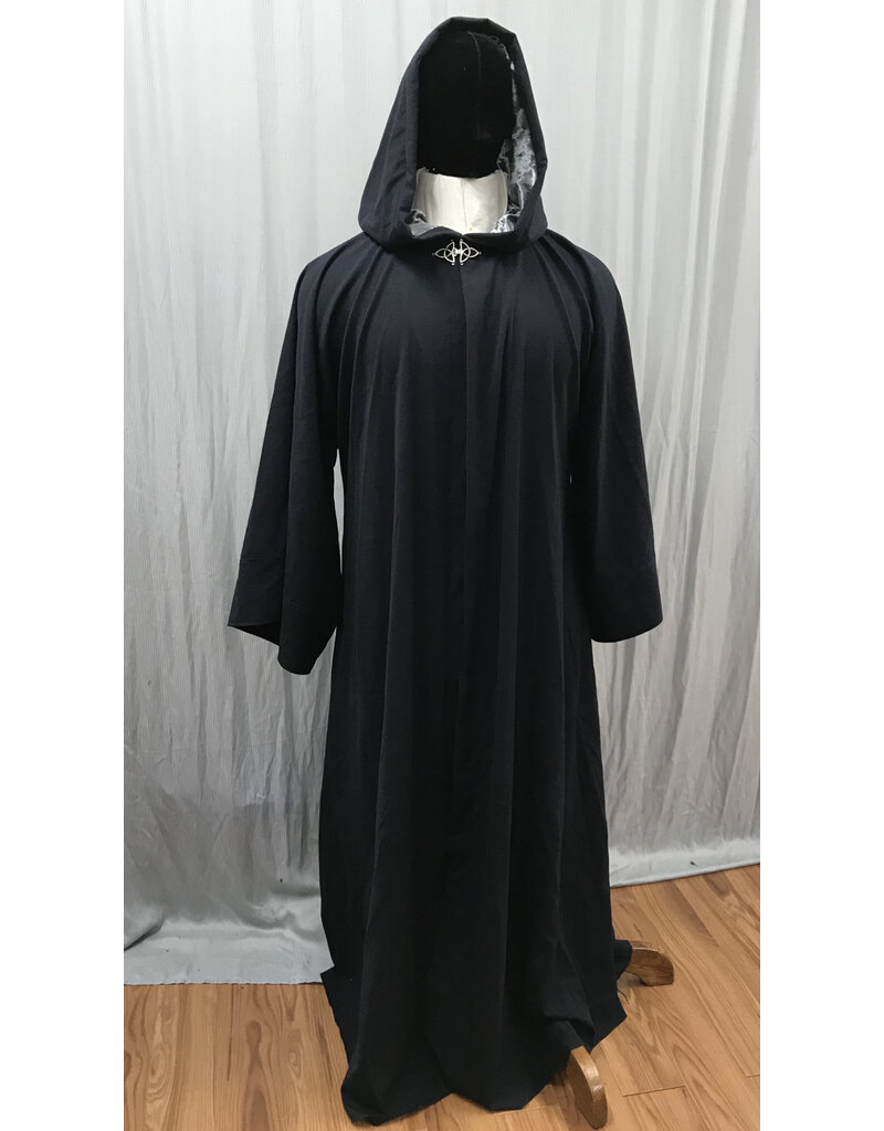 Cloakmakers.com R549 - Washable Navy Blue Robe w/ Light Blue Velvet Hood Lining
