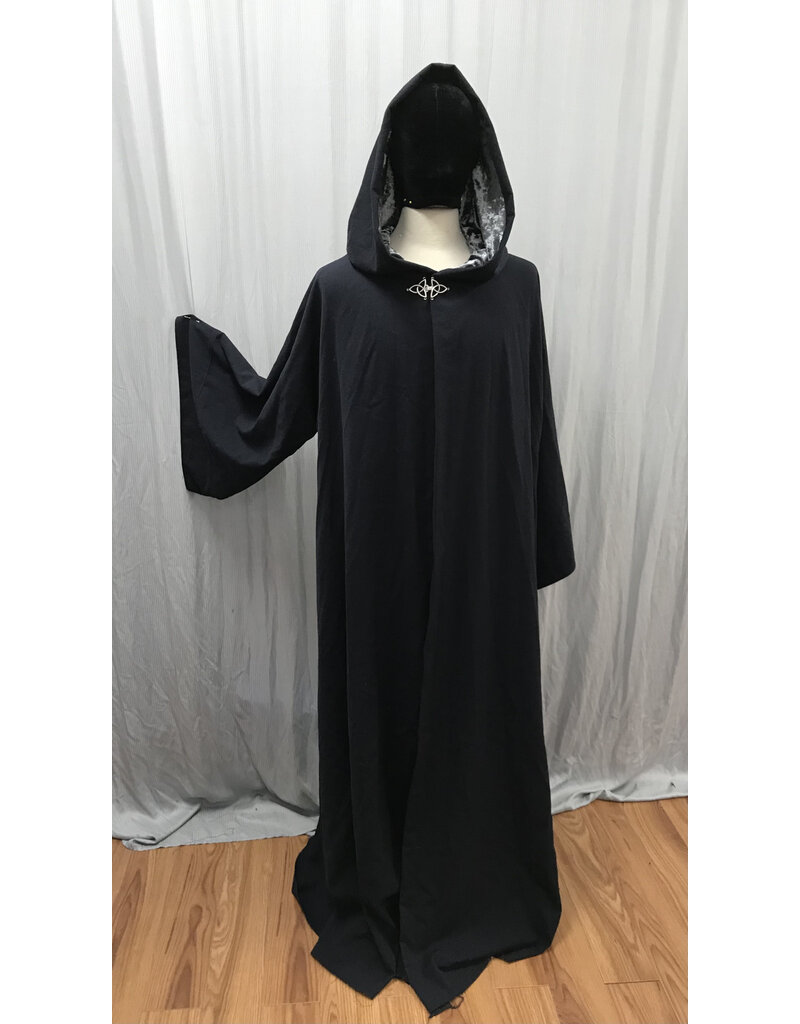 Cloakmakers.com R549 - Washable Navy Blue Robe w/ Light Blue Velvet Hood Lining