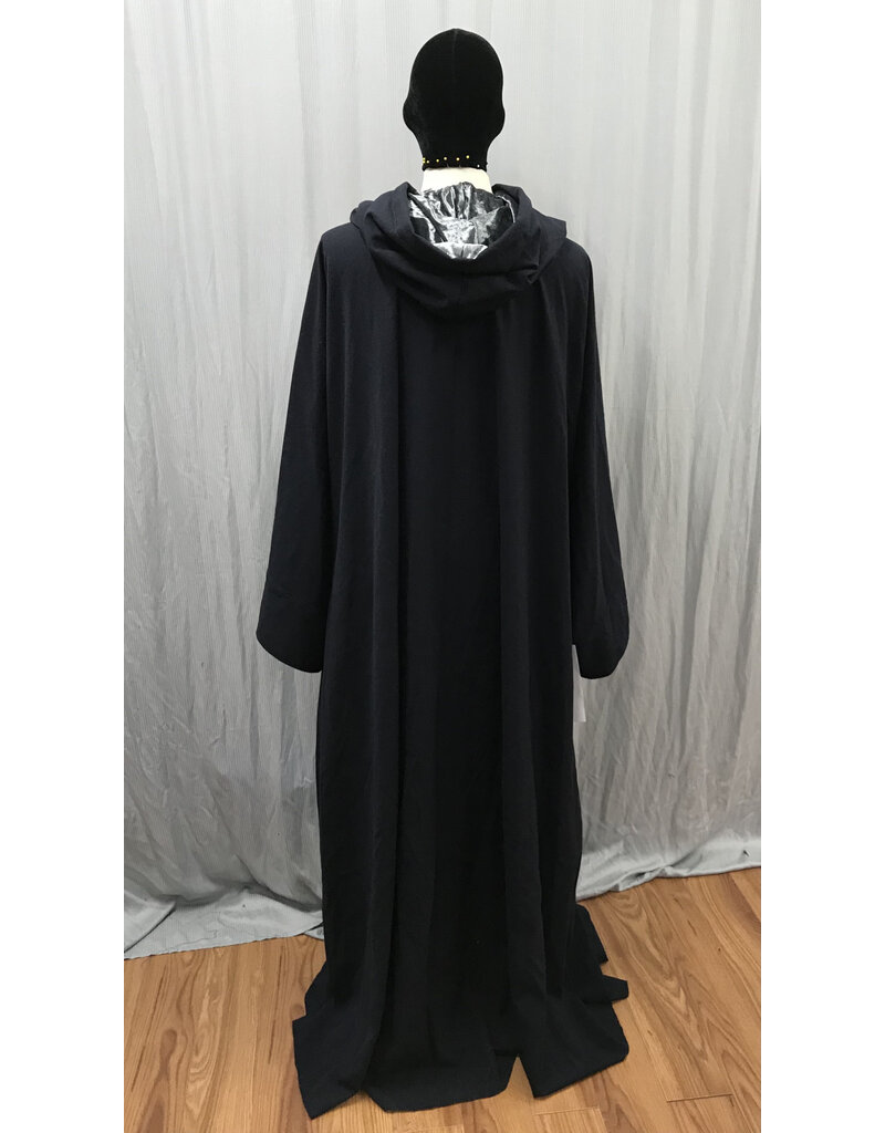 Cloakmakers.com R549 - Washable Navy Blue Robe w/ Light Blue Velvet Hood Lining