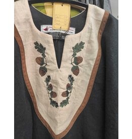 Cloakmakers.com J865 - Washable Black Linen Tunic w/ Acorn Embroidery